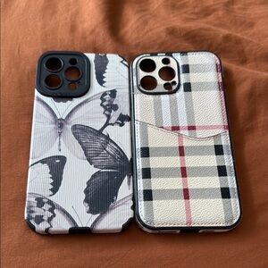 Black, white, and cream iPhone cases